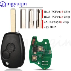 jingyuqin 2  Buttons Remote Key For Renault Duster Modus Clio 3 Twingo DACIA Logan Sandero Kangoo 433MHz PCF7947/46/52E Chip