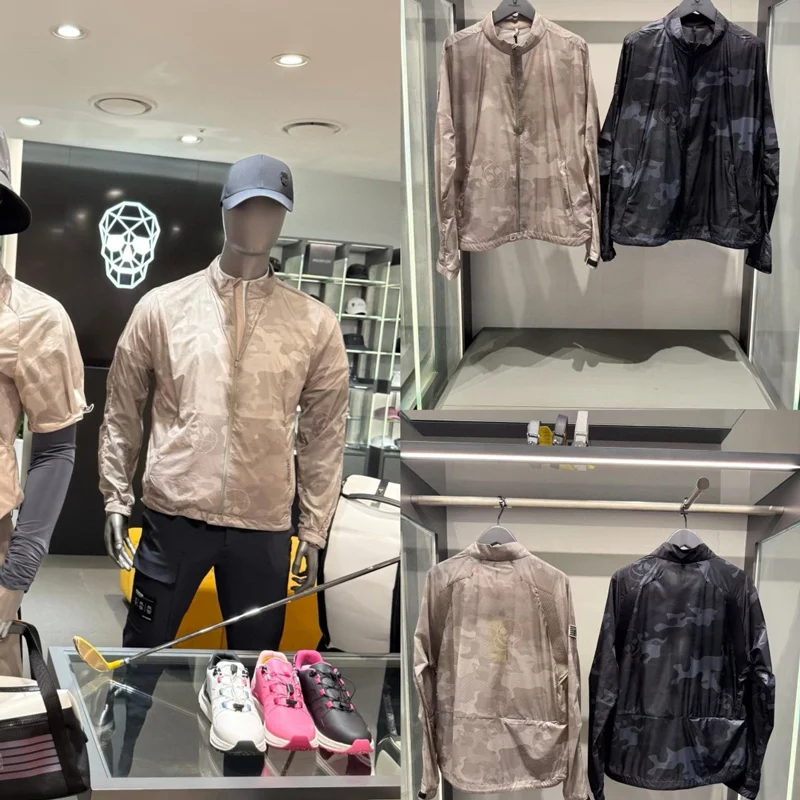 

Plus Size Men's Golf Apparel: Premium Outdoor Sports Camouflage Print Long-Sleeve Jacket for Fall