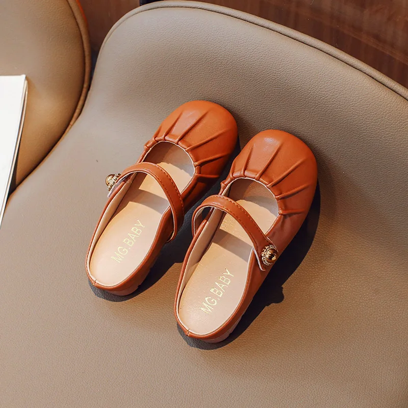 

New Girls Flats Versatile Soft Toes Wrapped Children Slippers Cute Pleated Kids Shoes Platform Casual Shoes