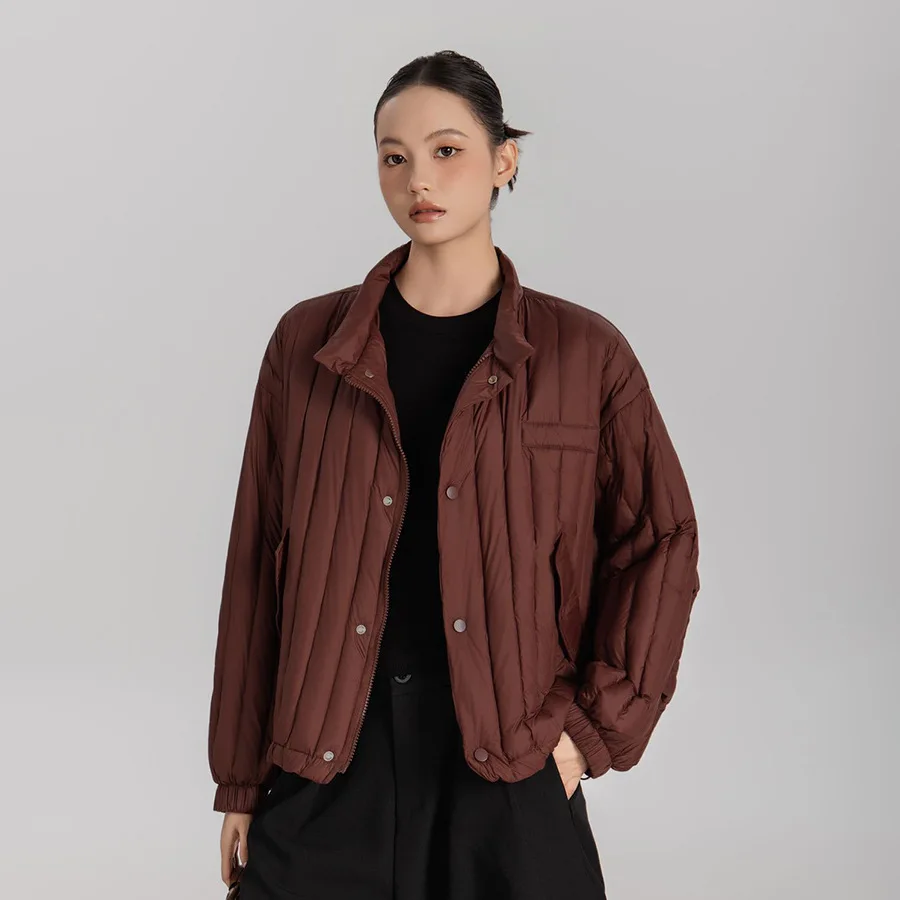 جديد الخريف الشتاء الأبيض بطة أسفل سترة خفيفة الوزن فضفاضة البخاخ أسفل معطف المرأة الوقوف طوق الدافئة سترة قصيرة غير رسمية #3