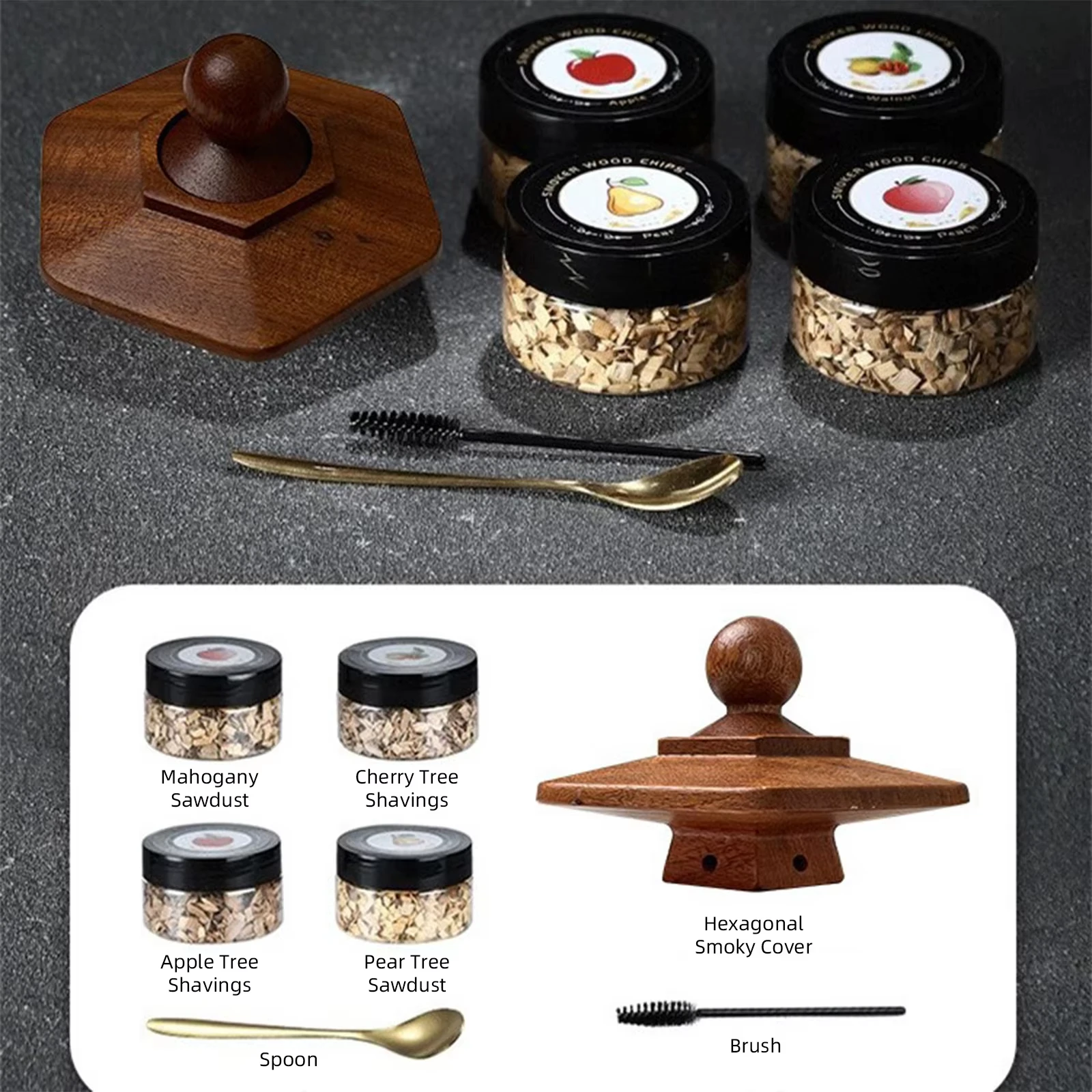Cocktail Smoking Set Modern Minimalist Style Whiskey Wooden Smoking Cover Durable and Reliable Cocktail Accessories Kitchen Tool