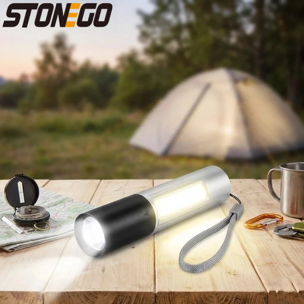 

Мини-светодиодный фонарик, перезаряжаемый через USB, водонепроницаемый портативный фонарь, 3 режима, с функцией зума, для использования на открытом воздухе, для самообороны