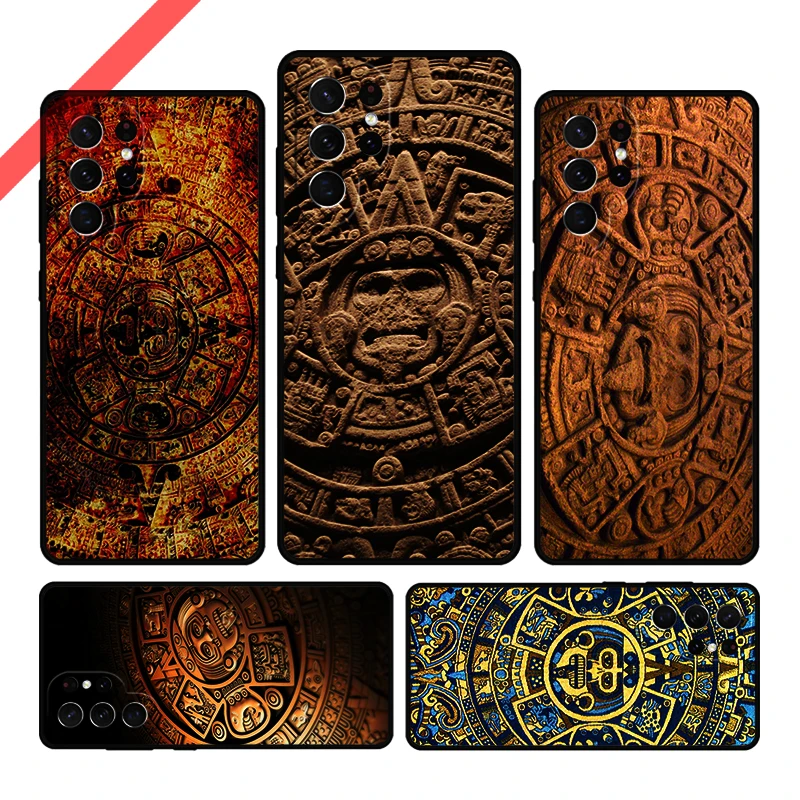 Mayan Calendar Wood Pattern Phone Case For Samsung Galaxy S20 FE S21 S10 S23 Plus S24 S22 Ultra Coque Note20 Note10 S9 S8 Cover