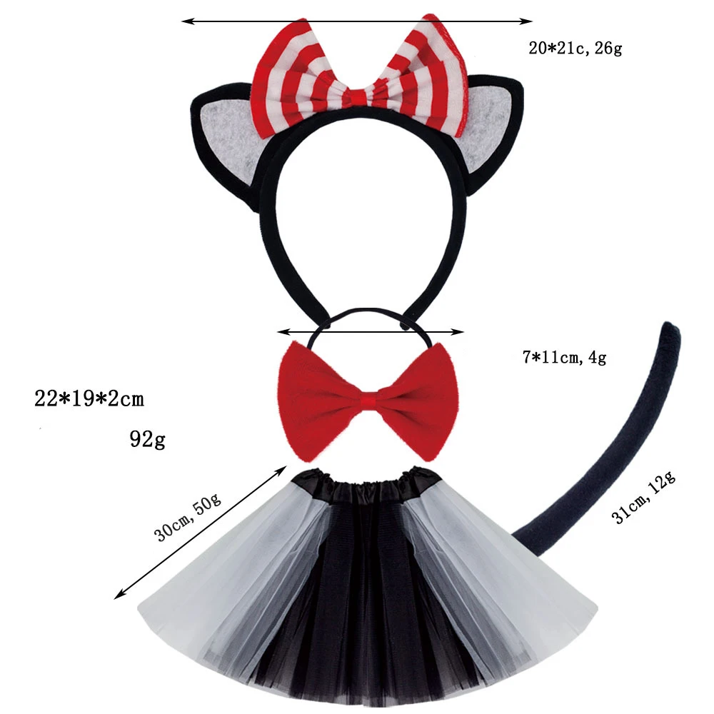 Neue Katze Ohr Stirnband Cosplay schwarze Katze Halloween Party Kostüme Kopfschmuck Kawaii gestreifte Kätzchen Krawatte Schwanz Handschuhe Strumpf – Detail 3