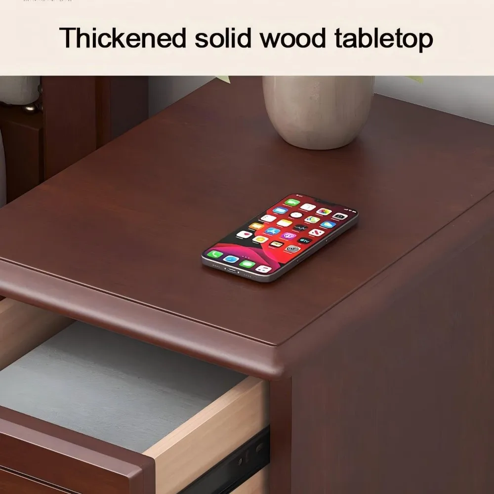 コンパクトなベッドルームナイトスタンド、デュアル引き出しコーヒーテーブル、ポータブルスナックスタンド、ベッドサイド収納テーブル、リビングルームサイドテーブル（ブラウン）