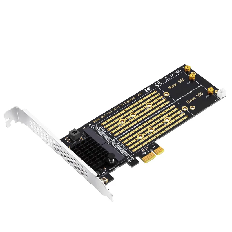 

Add On Cards PCIe To M2 NVME Adapter Card PCIe X1 2Port NVME M Key SSD Converter M.2 PCI Express X1 Adapter Expansion Card Riser