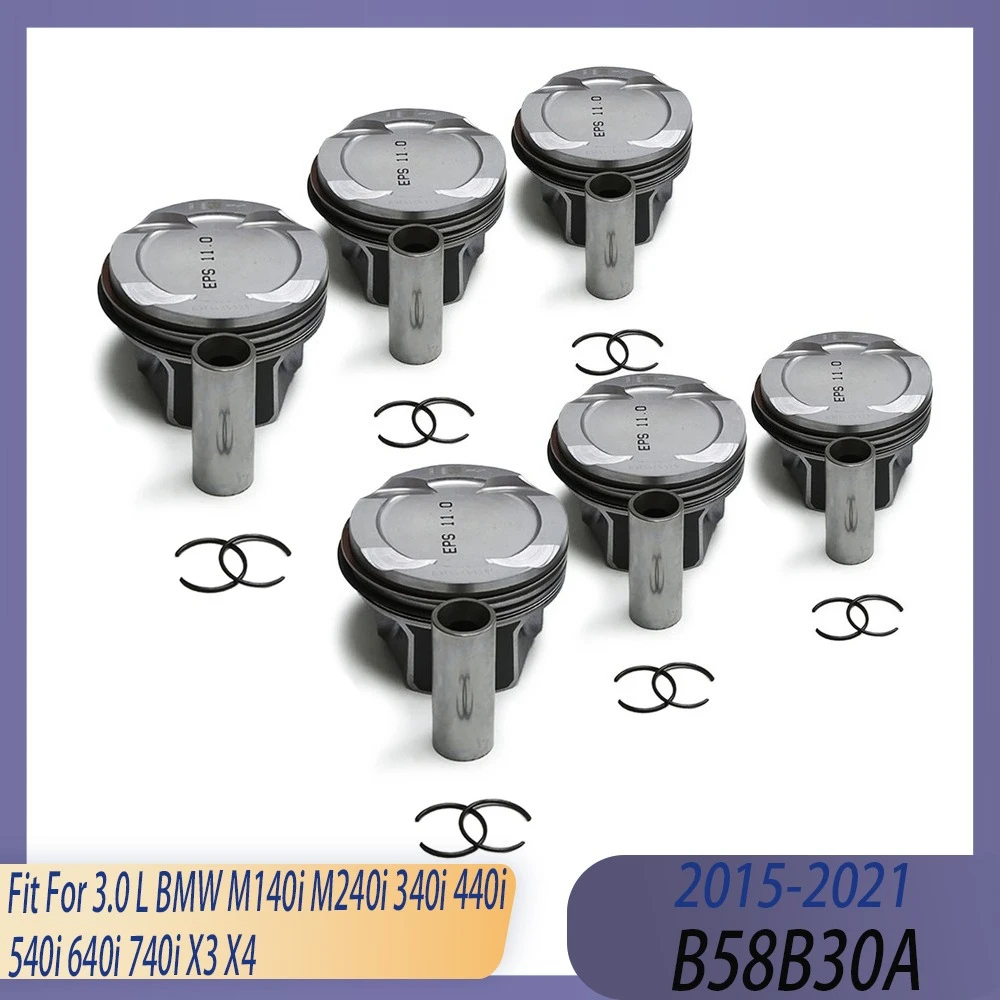 

STD 6PCS Engine Parts Piston & Rings Set Fit 3.0 L B58 B58B30A GAS L6 15-20 For BMW M140i M240i 340i 440i 540i 640i 740i X3 X4