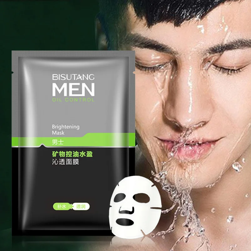 Mascarilla facial para hombre, máscara hidratante con Control de aceite Mineral, permeante al agua, reduce los poros, antiacné, blanqueamiento, equilibrio de agua y aceite, cuidado de la piel, 1 piezas