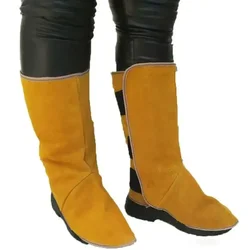Coperture per saldatura in pelle di vacchetta Scarpe protettive per saldatura lunghe 32 cm Copri piedi per saldatore, Protezione di sicurezza per piedi resistente alla fiamma