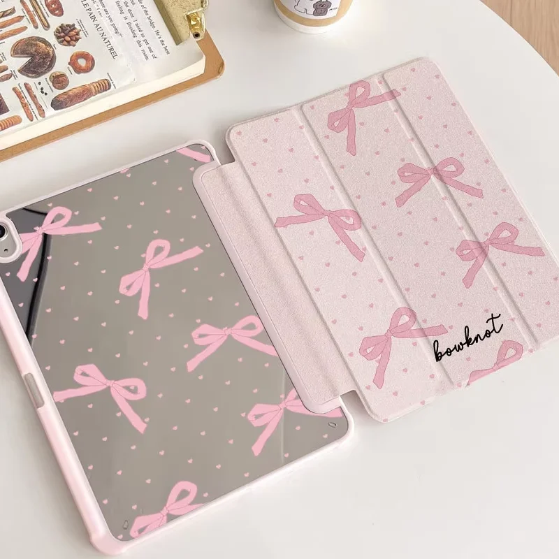 Pink Bow Polka Dotsfloral Fragments For iPad 11th A16 10 9 8 7 5 Pro 13 11 M5 M4 M3 M2 12.9'' Air  4 3 2 1 Mini 7 6 8.3'' Cover