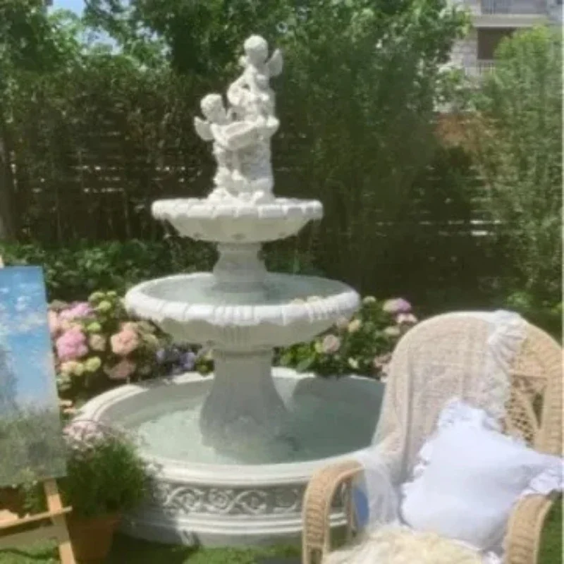 BJ-14  Flower Fountain Angel Sculpture Flowing Water Ornament Garden Hotel Restaurant Coffee Shop Opening Decorations