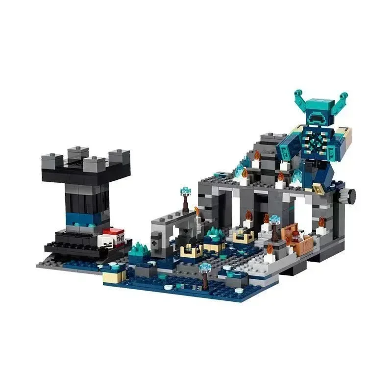 852pcs Minecrafta Deep Dark Battle เมืองโบราณอัศวิน Sound GUARD Village House Building Blocks สําหรับของขวัญเด็กของเล่น