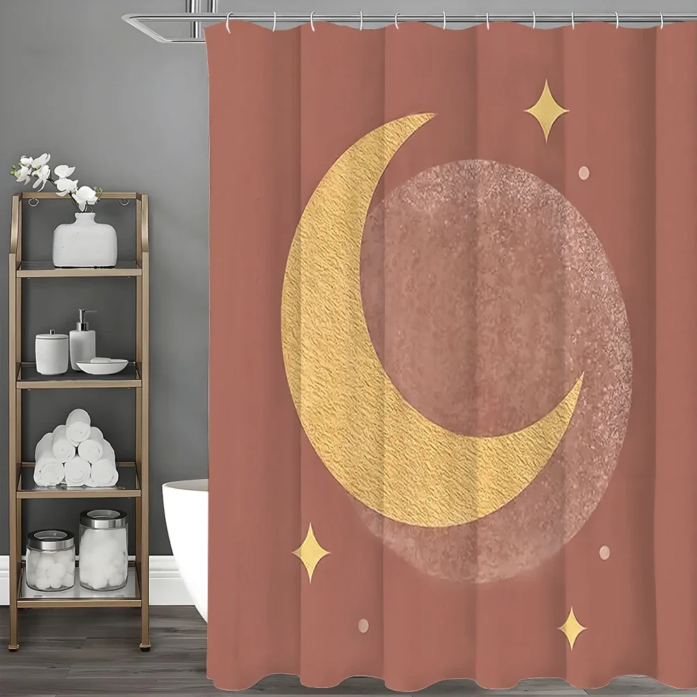 

Занавеска для душа Sun Moon Stars, декоративная занавеска для душа в ванной комнате, водонепроницаемая занавеска для душа с крючками