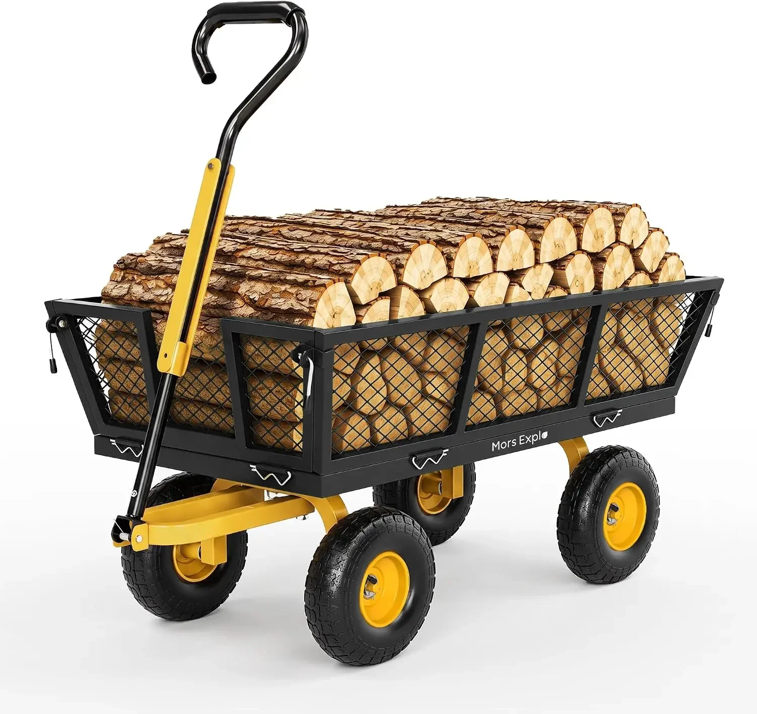 900 Lbs Heavy Duty Steel Garden Cart, Outdoor Metal Garden Wagon On Wheels, Utility Yard Cart with Mesh Removable
