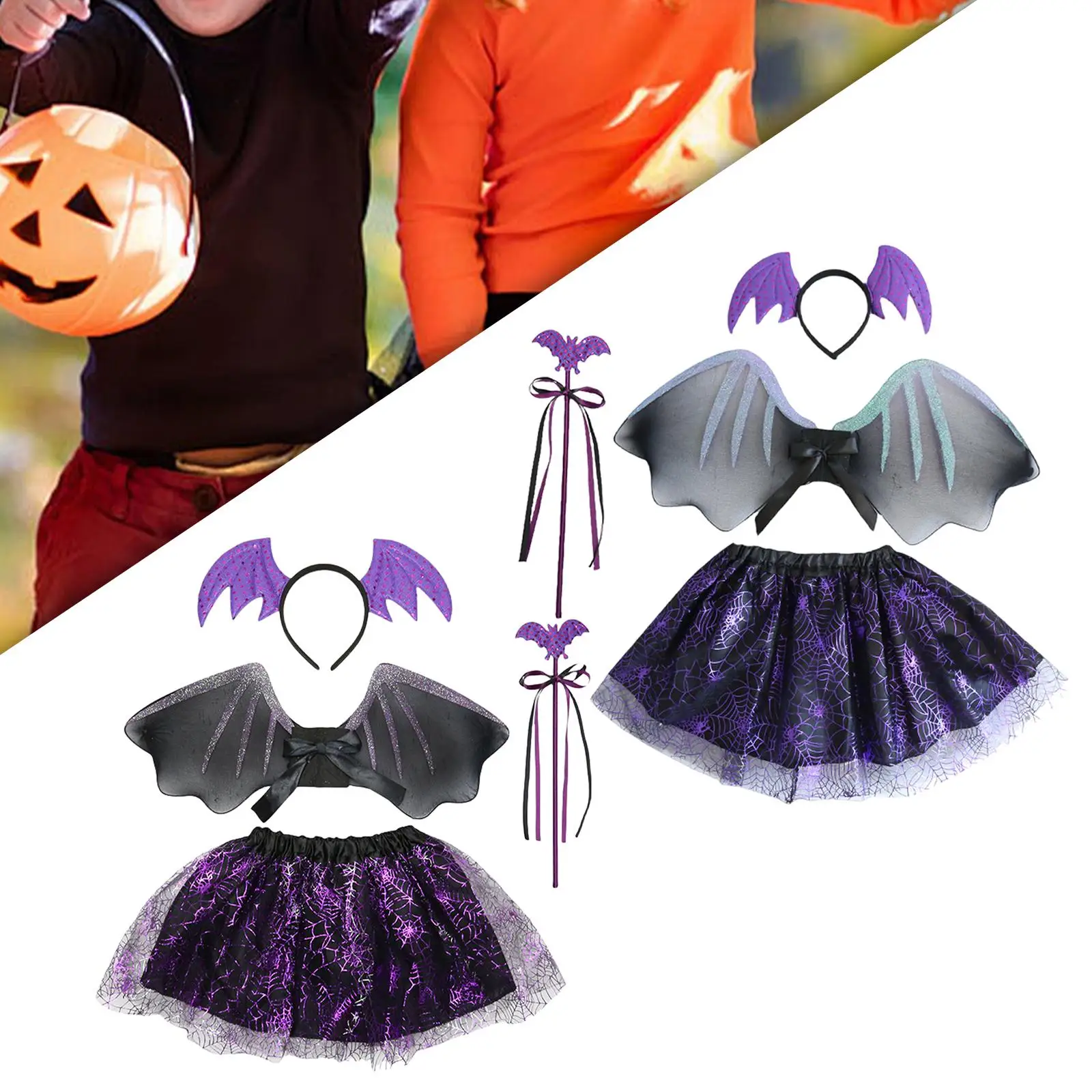 Set Cosplay pipistrello per bambini trucco a cerchio per capelli per feste di spettacolo teatrale di Halloween