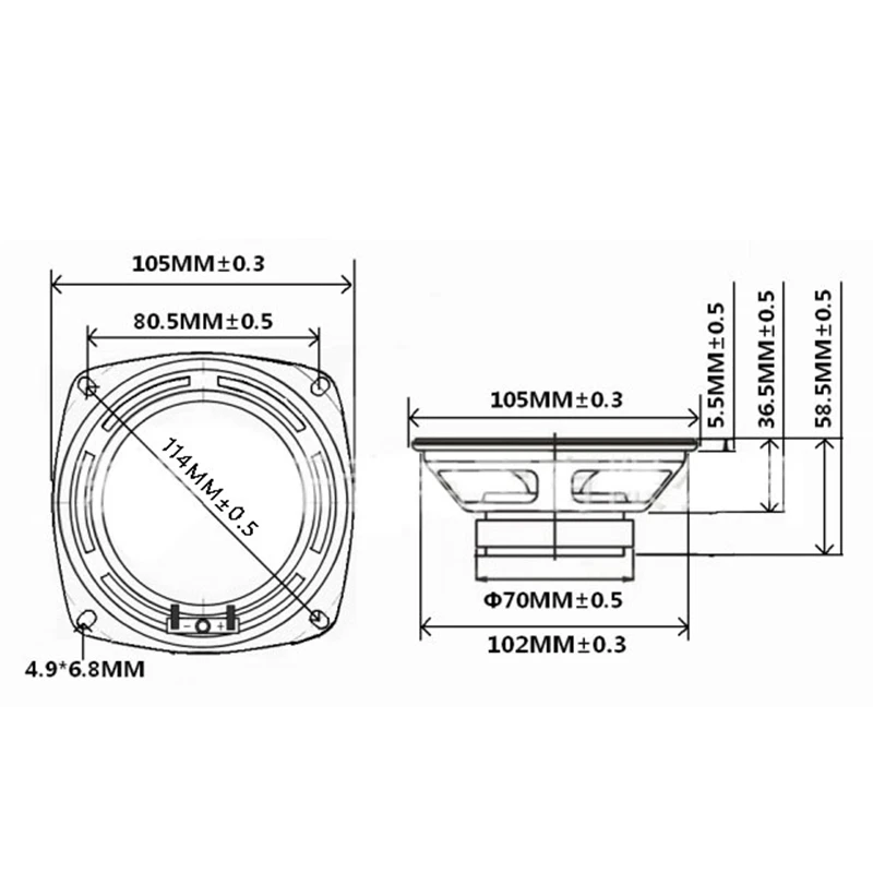 4 Inch Audio Sound Speaker Driver Hifi 4 Ohm 30W Square Mid-Bass Waterproof Speaker for Outdoor Home Theater Loudspeaker