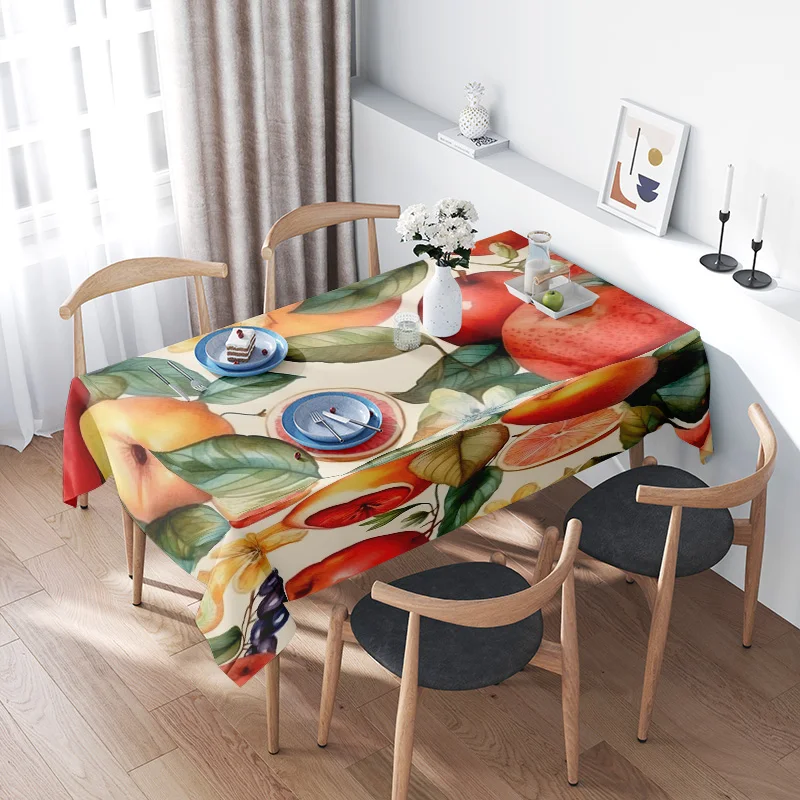 

Tablecloth Floral Fruit Design Home Decoration Round Dining Table Cover 3D Printing Non-slip Waterproof Polyester Fabric