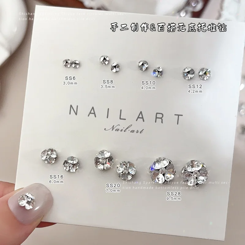 10pcs 3in1 Sparkling Nail Rhinestones Mini Sharp Bottom Crystal Diamond Nail Charms Jewelry DIY Glitter Micro Gems Accessories