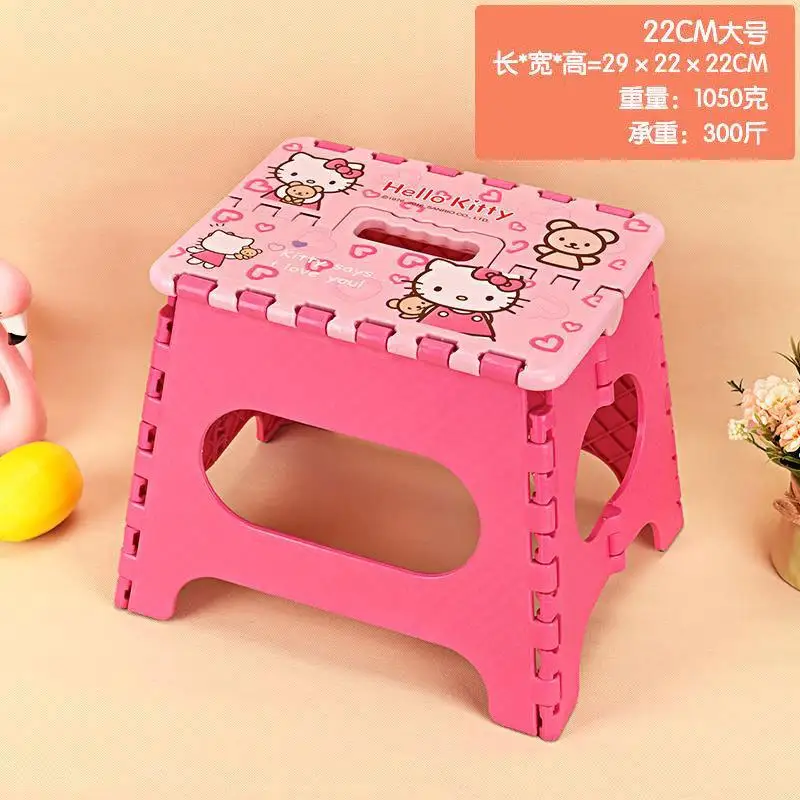 Kawaii Sanriod Anime Peripheral Kitty Mymelody Cartoon Cute Portable Thickened Plastic Folding Stool Children\'s Home Low Stool