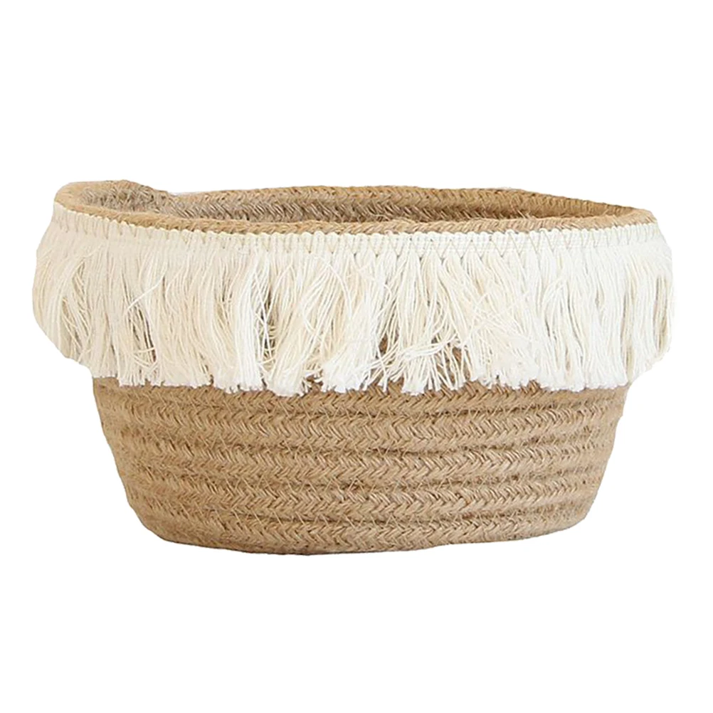 

Premium Jute Cotton Storage Basket Knitting Desktop Organizer Containers Tidy Holder Home Decorative Sundries Solution Storage