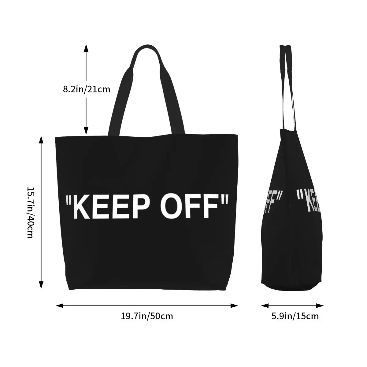 KEEP OFF Shopping Tote Bag Canvas Large Capacity Shoulder Bags Shopper Grocery Handbag for Women