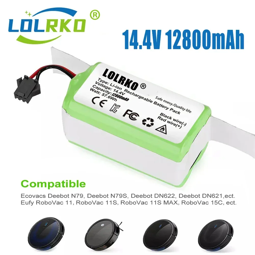 14.4V 12800mAh Li-ion Battery For Cecotec Conga Excellence 950 990 1090 Ecovacs Deebot DN621 601/605 Eufy RoboVac 35C i7 V710