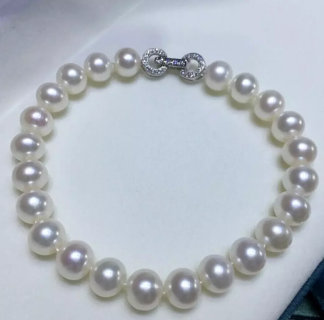 

Bestselling AAA 8-9mm Natural Authentic South Sea White Pearl 7.5-8inch Bracelet 925 Silver