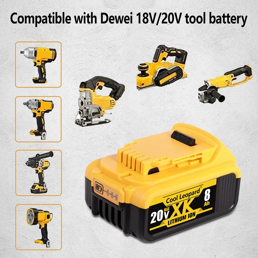 For Dewalt DCB200 DCB184 Series 18V/20V Rechargeable Power Tool Accessories Power Tools, Lithium Battery Replacement + 3A Charge