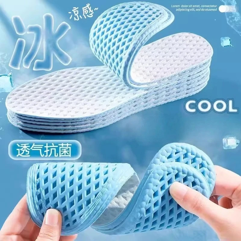 4PCS Blue Cooling ฟองน้ํา Deodorizing ดูดซับเหงื่อพื้นรองเท้านุ่ม Insoles สําหรับผู้หญิงผู้ชายฤดูร้อนใหม่กีฬา Cooler รองเท้า Pad