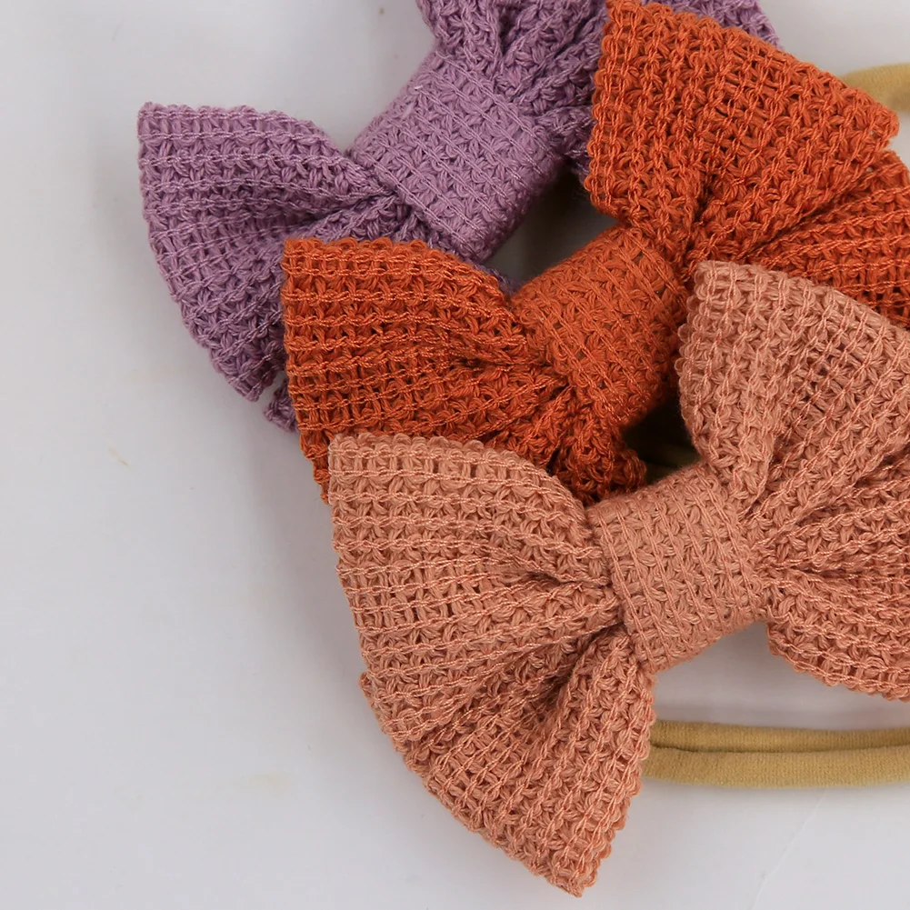 Knit Cotton Bow Baby Headbands Korean Newborn Elastic Nylon Hair Bands Handmade Kids Headwear Fashion DIY Accessories