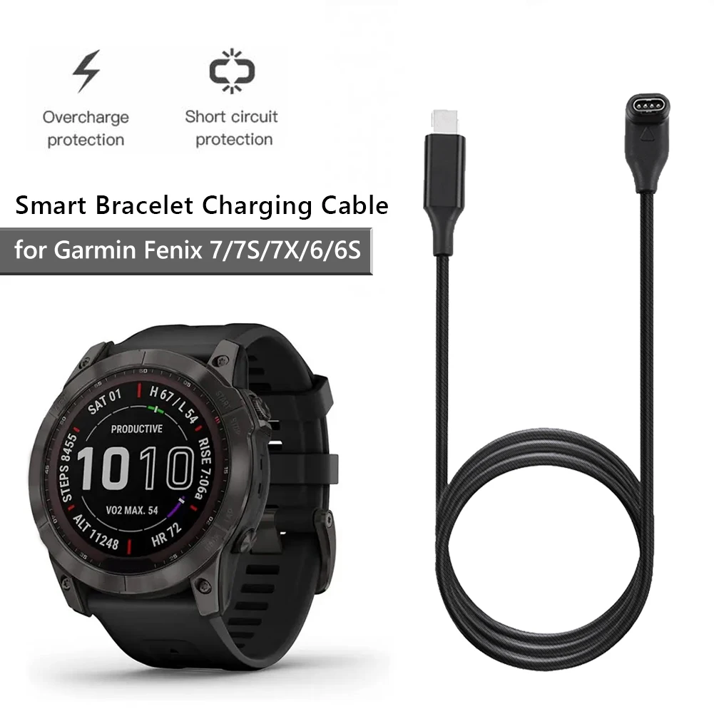 USB شحن كابل بيانات الحبل شاحن ل Garmin Fenix 7/7S/7X/6 ساعة ذكية USB C مزامنة البيانات شحن الحبل Forerunner اكسسوارات
