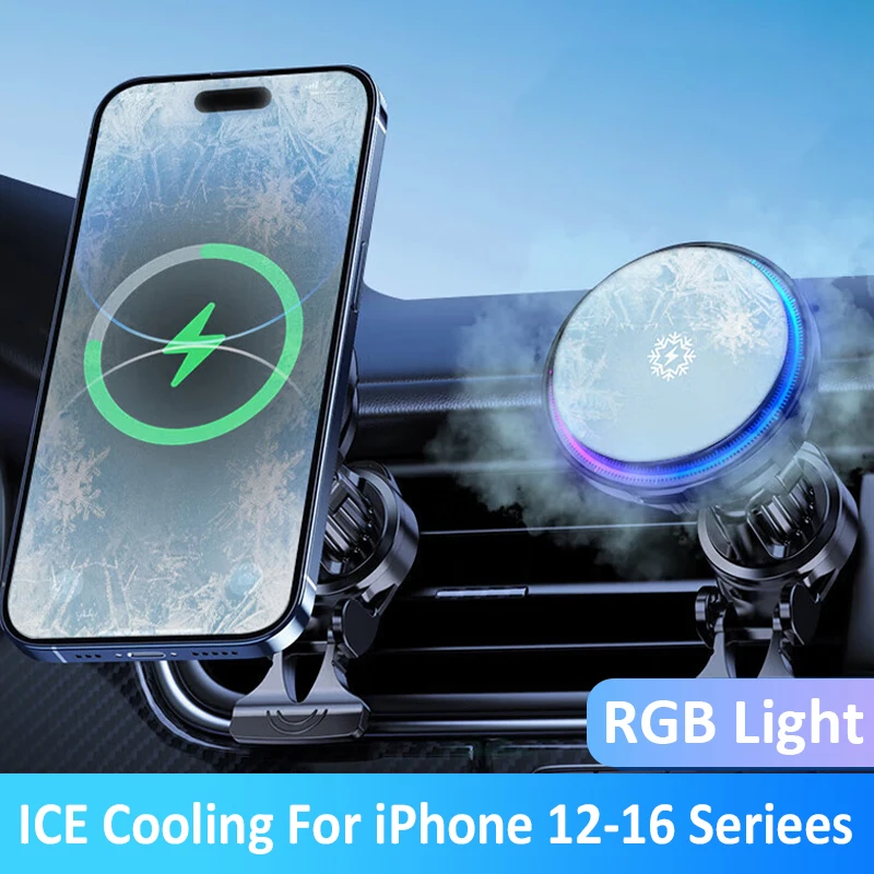 ice-cooling-rgb-magnetic-wireless-car-charger-fast-charging-station-for-magsafe-iphone-16-15-14-13-12-pro-max-phone-holder-stand