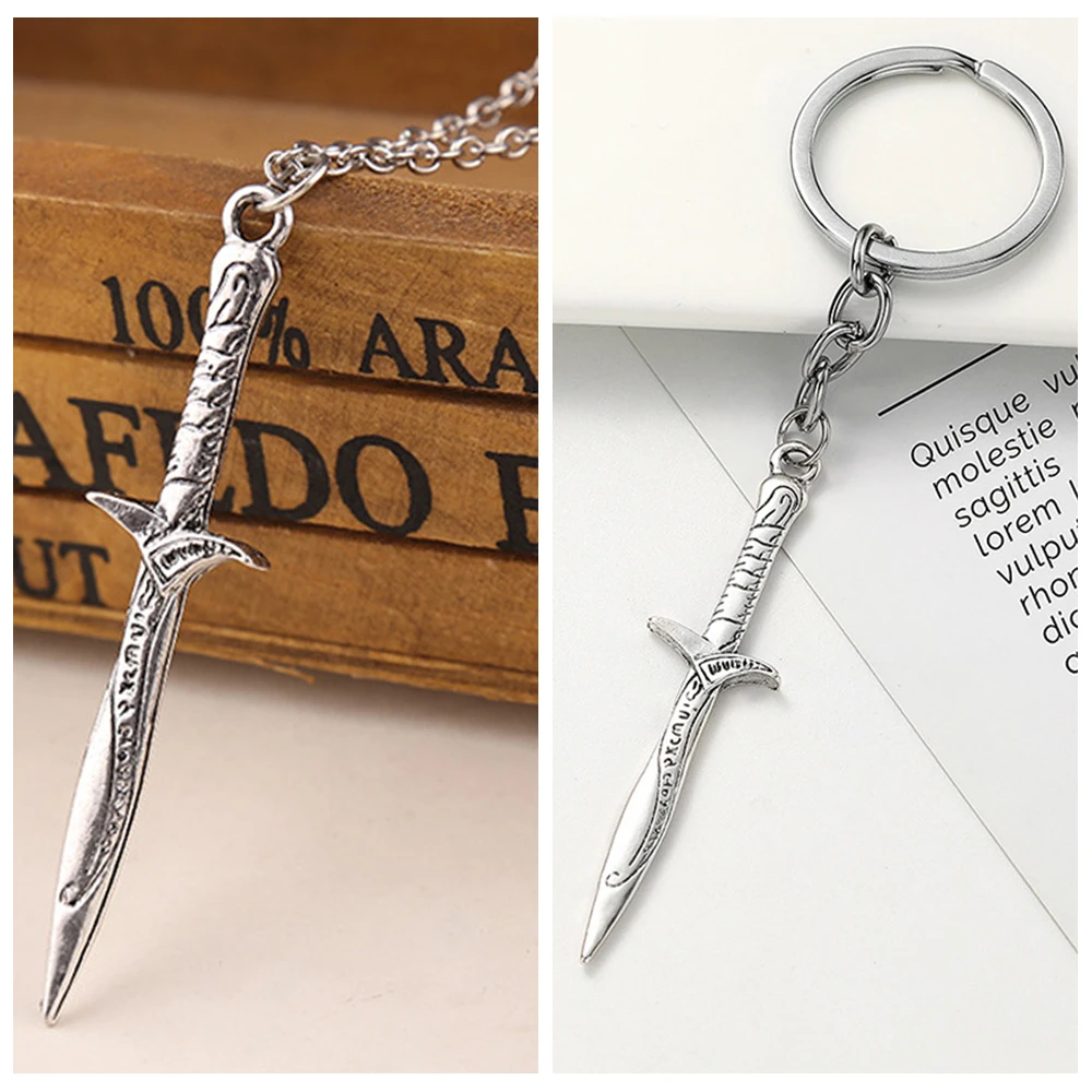 Vintage El Señor de los Narsil Espada Collar y Llavero Anillos de Película Rey Mismo Colgante Joyería Retro Regalos para Mujeres Hombres Fans