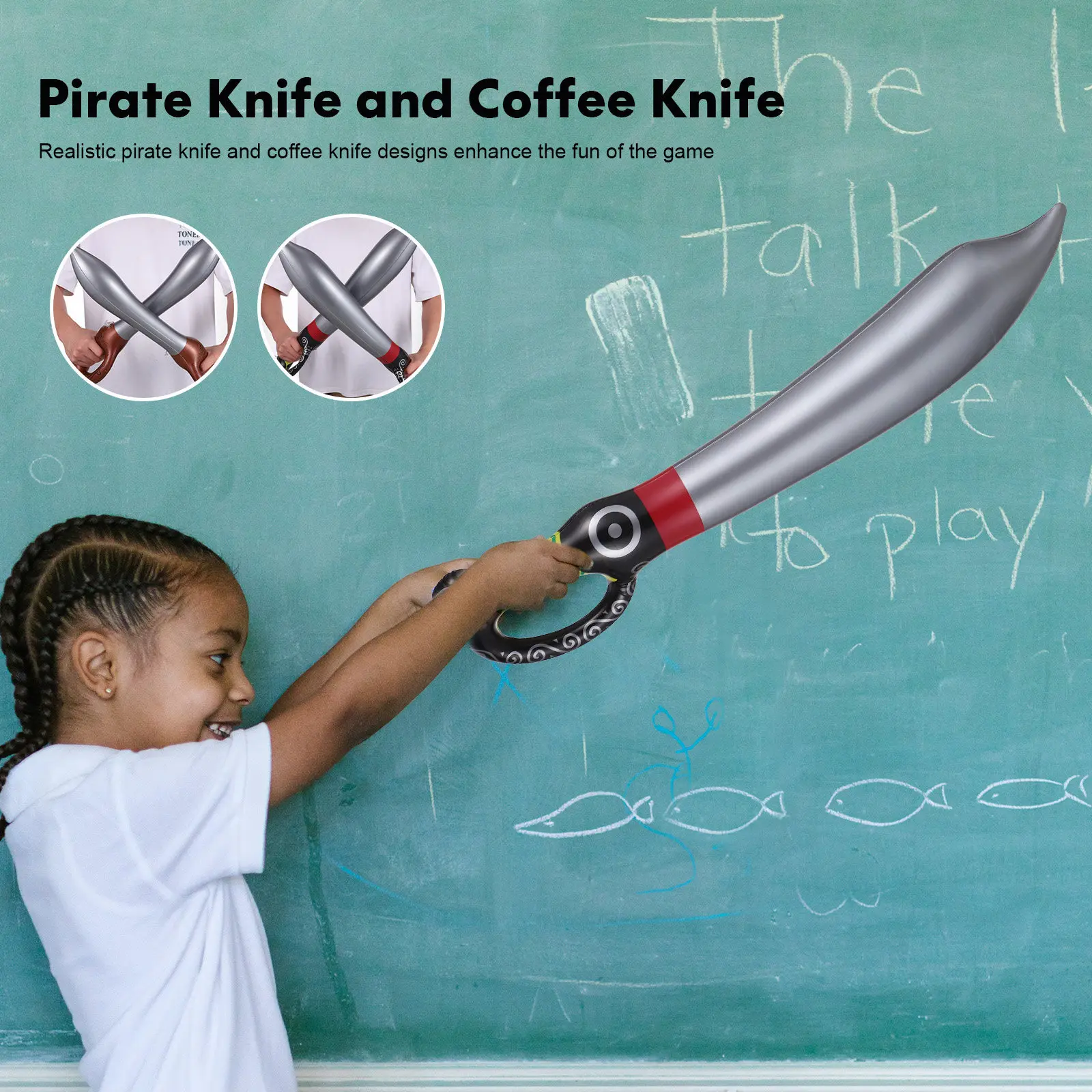 

6Pcs Inflatable Pirate Sword Prop for Themed Parties Imaginative Play Spooky Festive Decorations Bulk Set Inflatable Sword