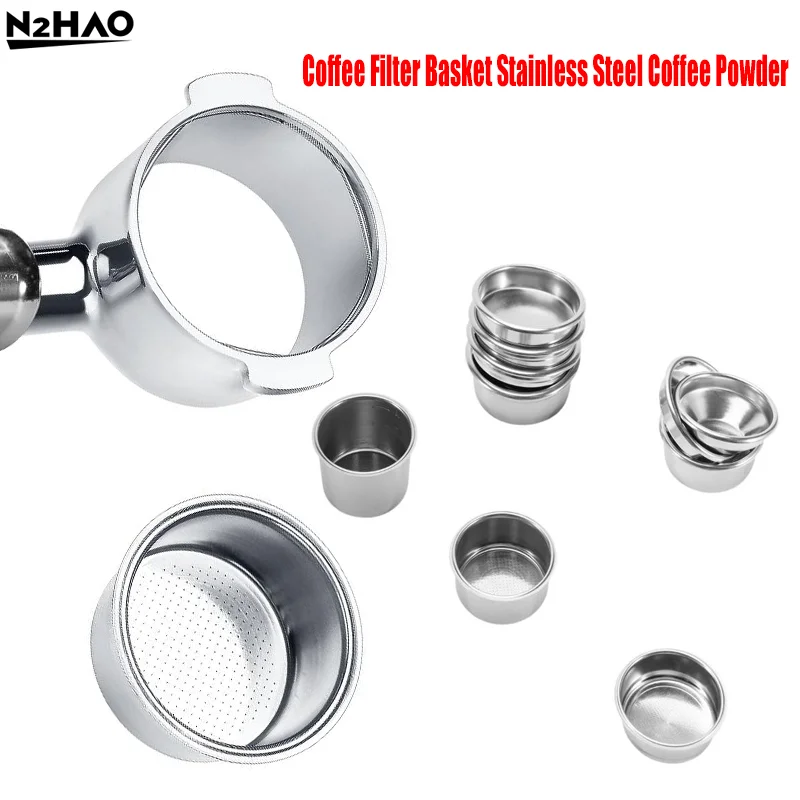 1PC 51mm 54mm 58mm Coffee Filter Basket Stainless Steel Coffee Powder Bowl Coffee Handle Bottomless Universal Coffee Powder Bowl