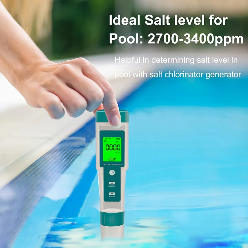 1 قطعة 7 في 1 PH TDS EC ORP الملوحة S.G ميزان الحرارة مراقبة جودة المياه ، مناسبة لمياه الشرب ومقياس AquariumpH