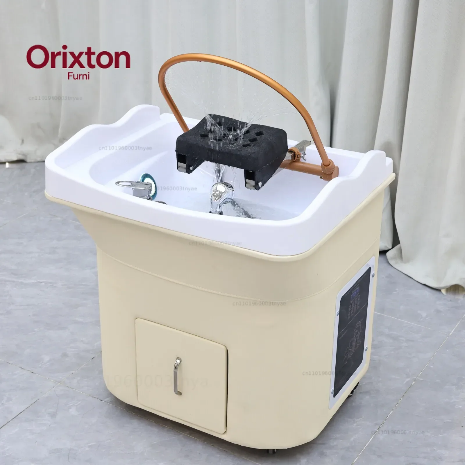 Heating Head SPA Water Circulation Shampoo Basin Barber Shop Hair Wash Salon Device with Fumigation Machine & Cover