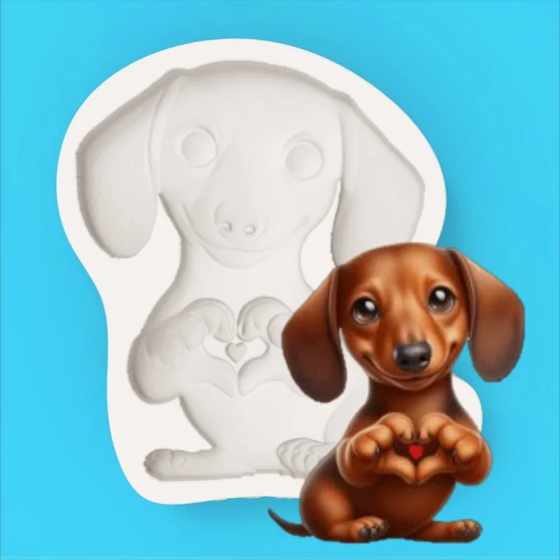 Dachshund Dog Silicone Mold, Featuring Features of the Lop-Eared Long-Bodied Breed, Chocolate Fondant Making Mold