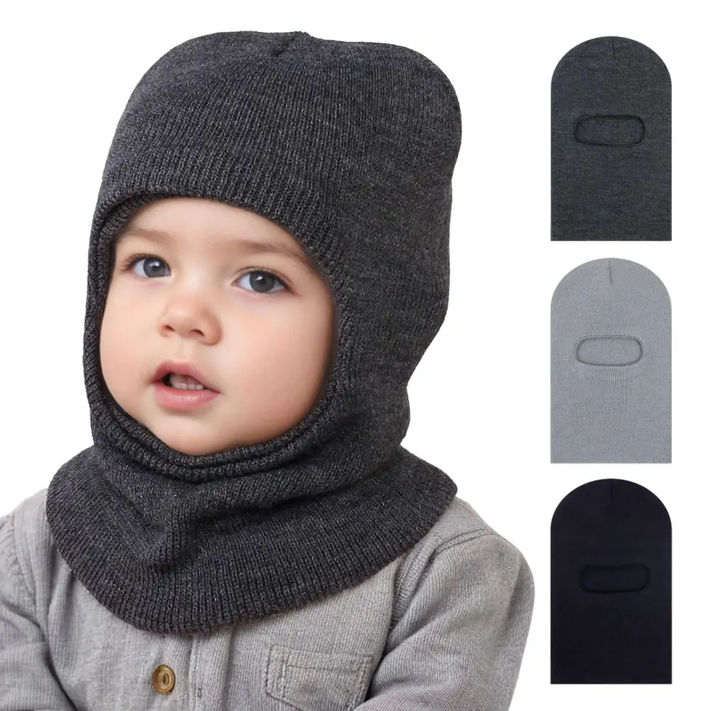 Warmth Hat Scarf One-Piece Baby Knitted Hat Windproof Collar Knitted Children Beanie Neck Protection Kids Bonnet Outdoor