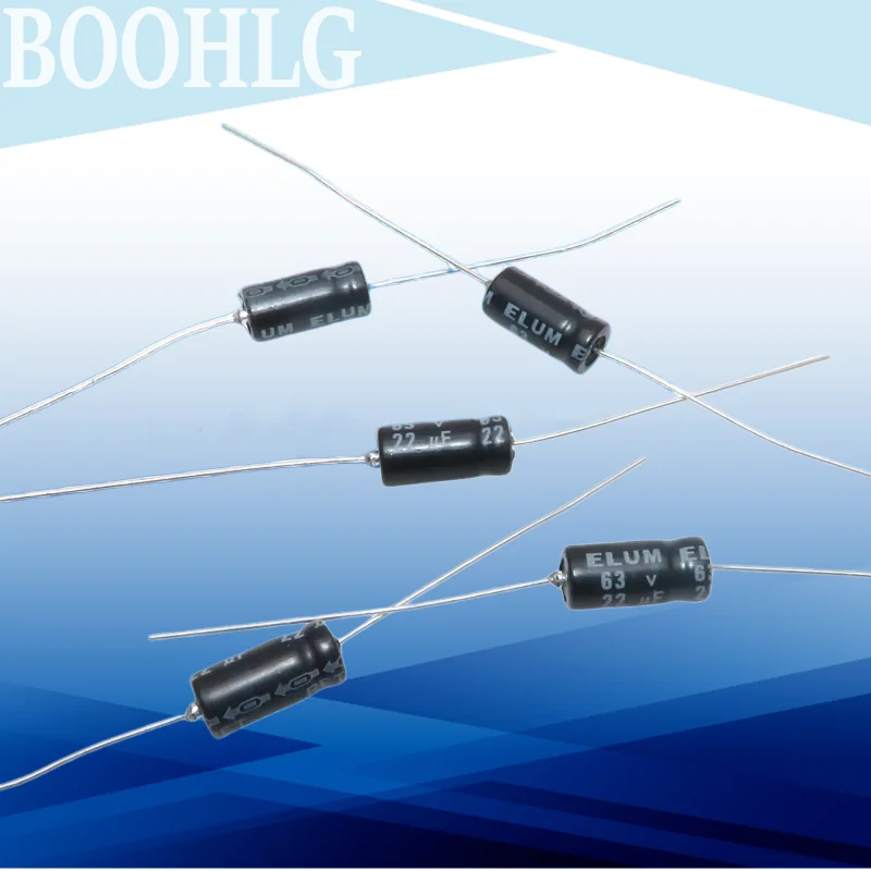 10PCS Imported 63V 22UF Axial Polarized Electrolytic Capacitor 22UF 6X13MM