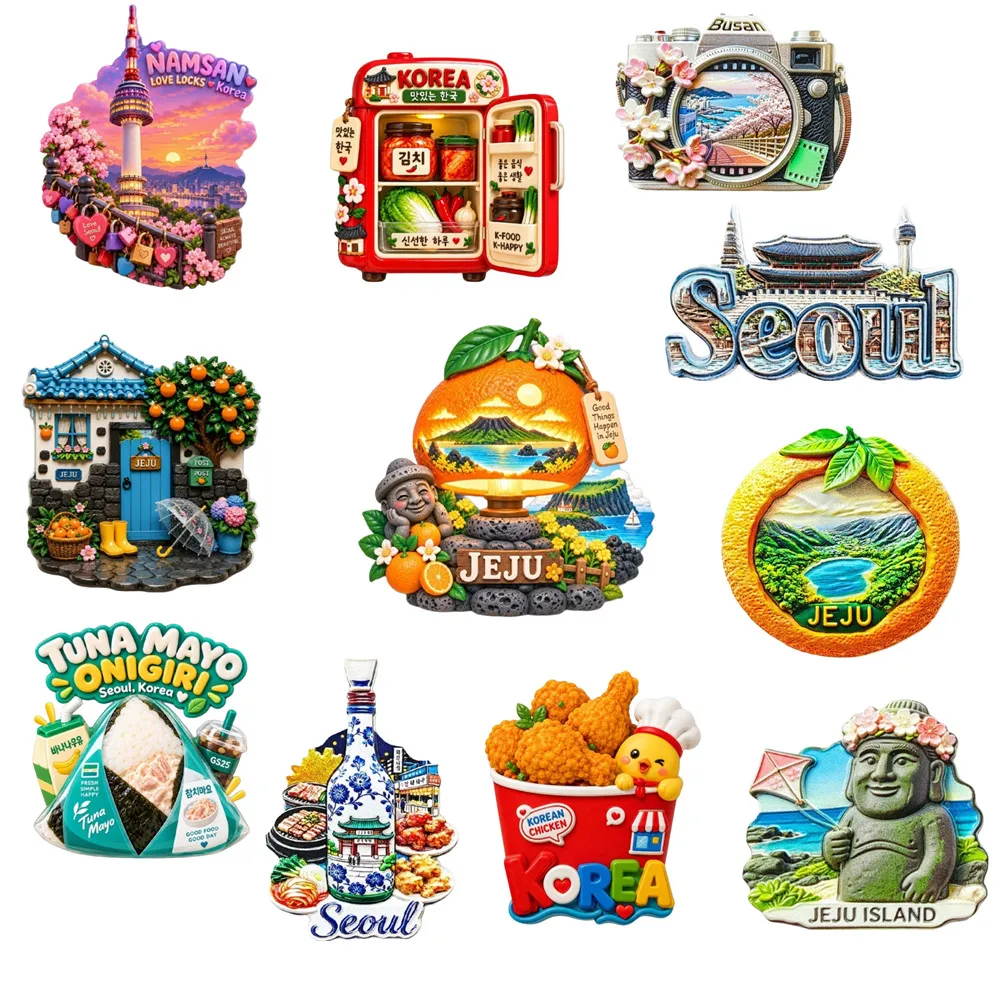 Asia  South Korea Seoul  Jeju  Busan Etc 3D Fridge Magnets Tourism Souvenir Refrigerator Magnets Sticker