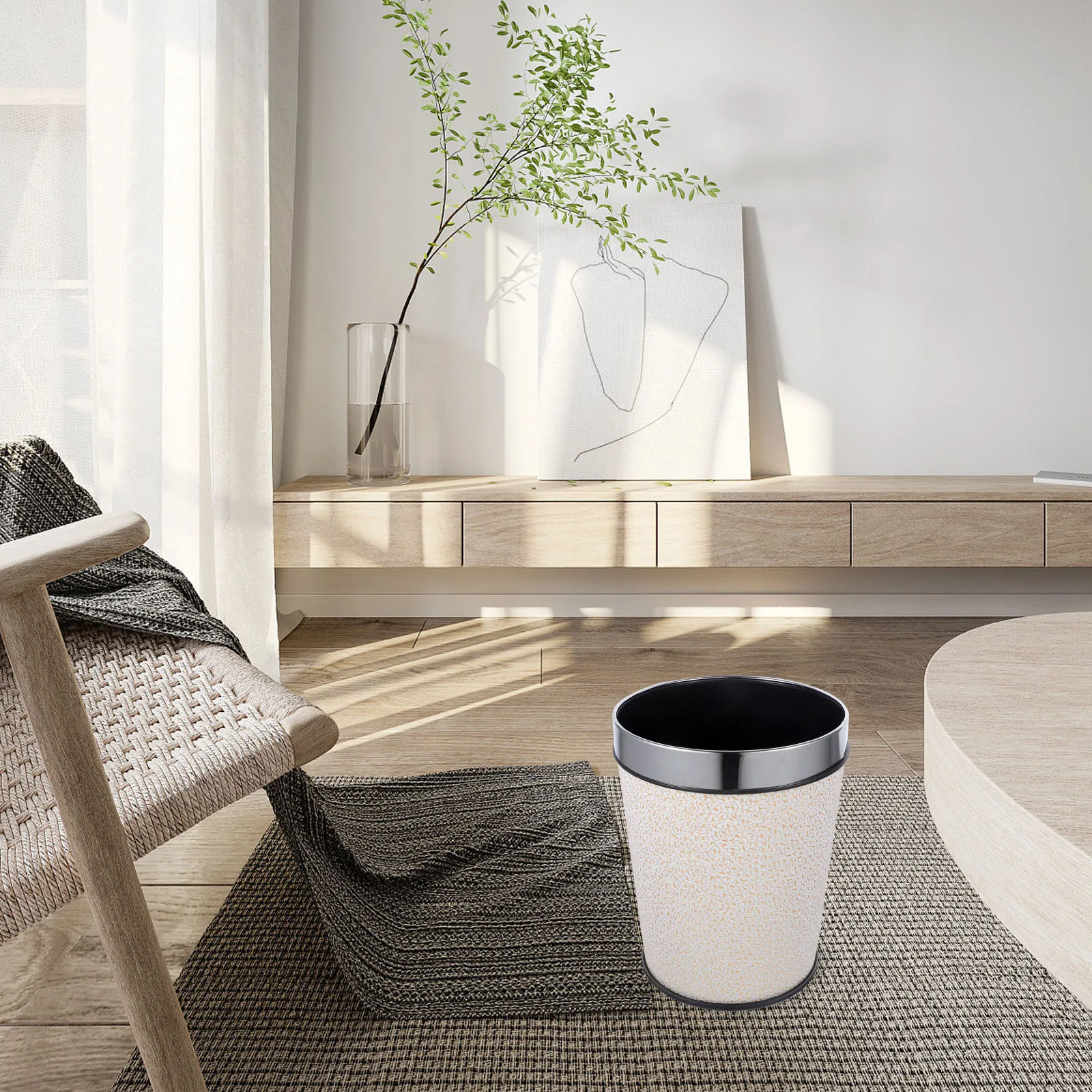 

Chinese Style Trash Can 12L Plastic Waste Basket For Bathroom Bedroom Office Multi-Function Household Garbage Bin Portable