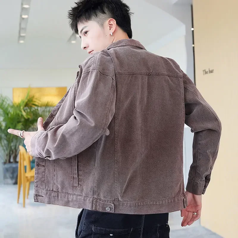 Moda masculina jean casacos outono amarelo jaqueta jeans botão marca inverno 2024 baixo custo g outerwear usado de alta qualidade lxury