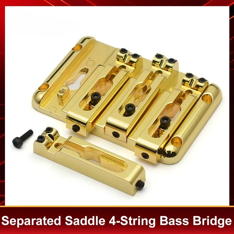 

Раздельный 4-струнный бас-бридж 90x60 мм, сквозной, с расстоянием между струнами 20 мм, фиксированный бридж для бас-гитары, черный/золотой/хромированный