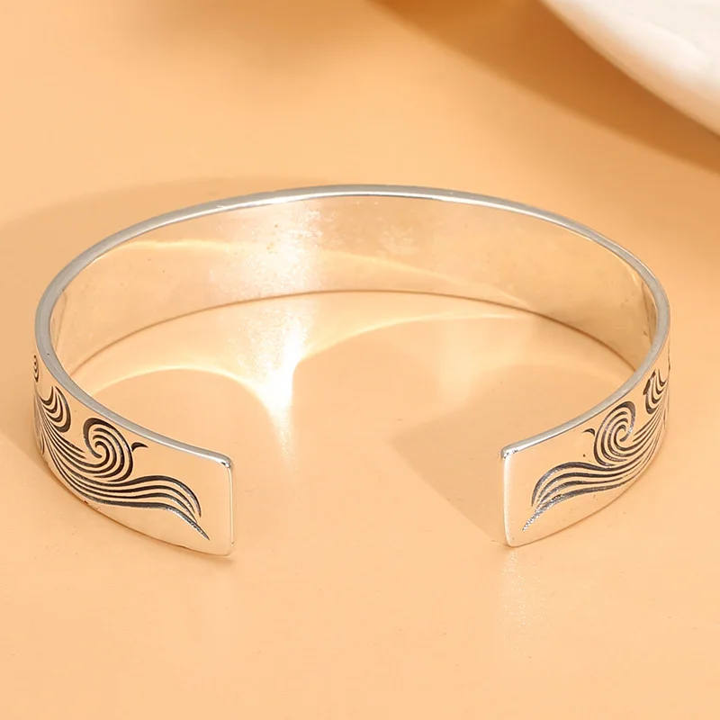 925 silver trendy side little flying eagle ancient summer open bracelet retrofashion artsy punk bracelet