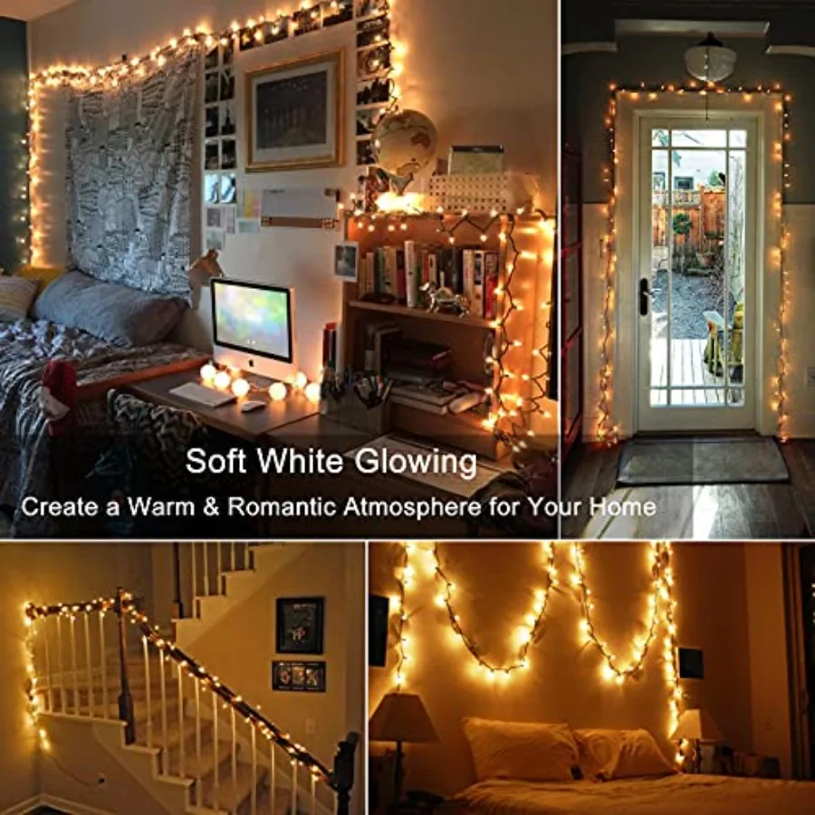 Clear Christmas Lights Connectable, 21Feet 100 Count Mini Incandescent String Lights Plug in, Waterproof Xmas Tree Lights Wire