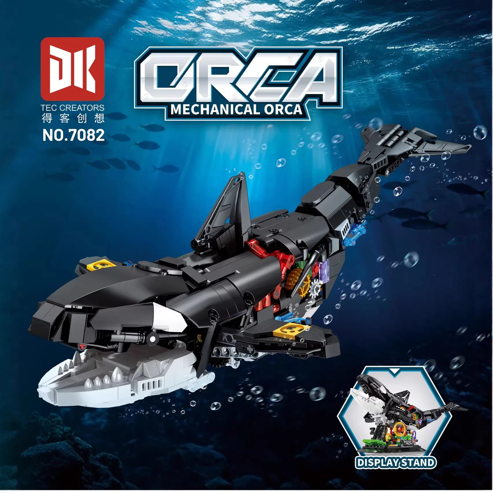 

Механический кит с подставкой, набор из 1092 строительных блоков, подвижная модель кибер-морского животного, декор для комнаты мальчика, игрушка-конструктор, подарки DK7082