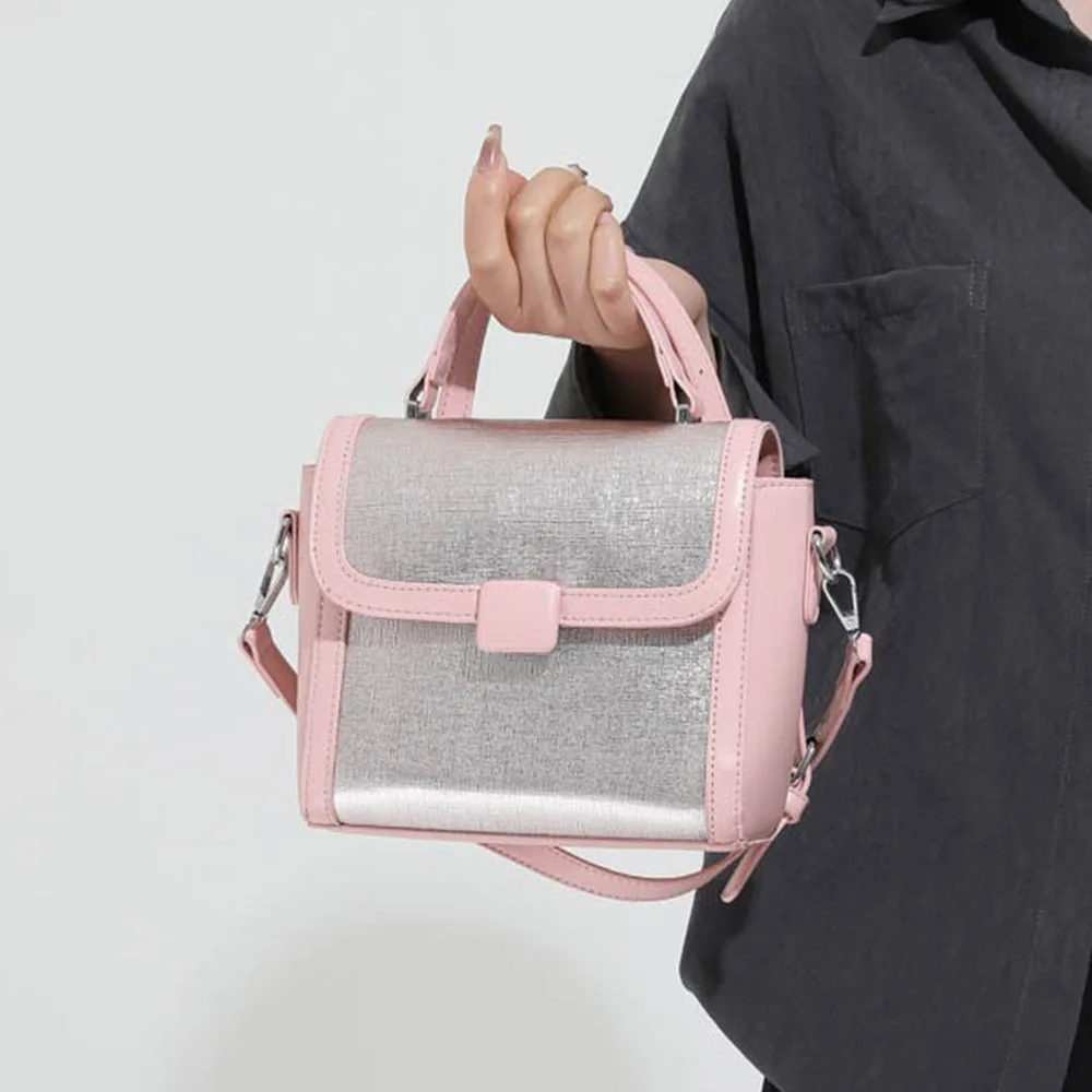 

Trendy Contrast Color Crossbody Bag Leather Shoulder Bags Vintage Square Handbag Spring Summer Stylish Handbag For Women