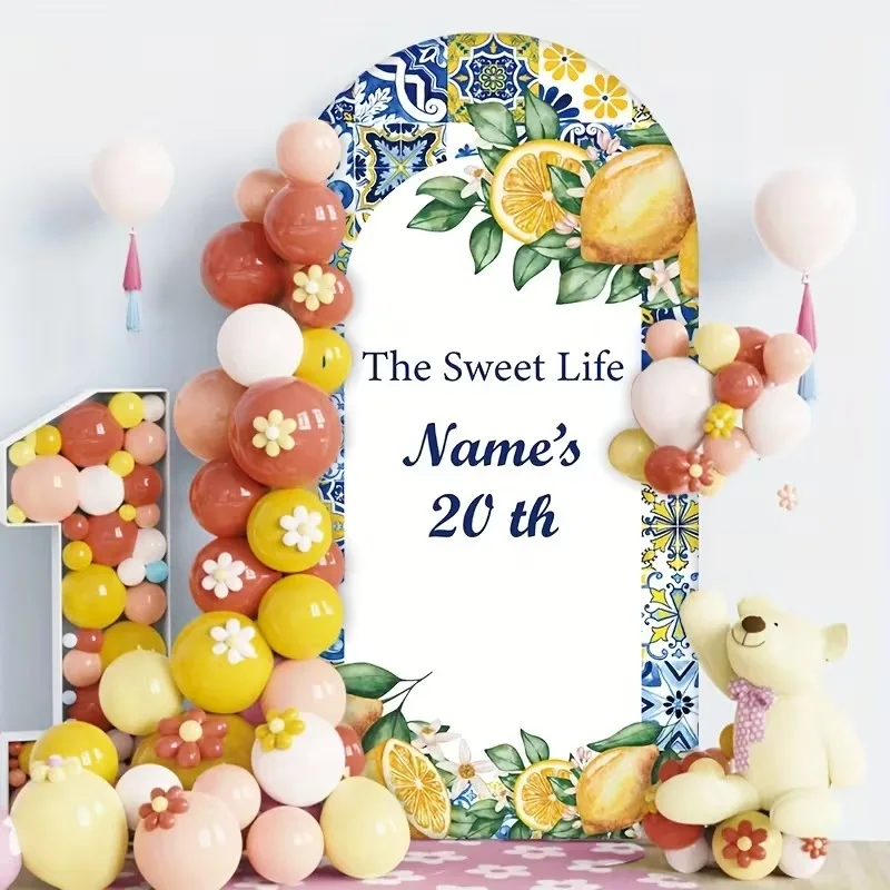 

Фон для фотосессии Mehofond с индивидуальным дизайном: средиземноморский лимонный узор, для детского дня рождения, вечеринки в честь рождения ребенка, свадьбы, декор арки Чиары