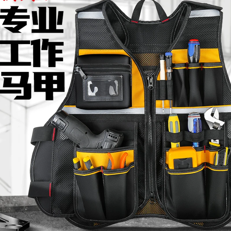 Multifunctional Tool Vest Bag Organizer Tools Pouch Hammer Holder Screwdriver Wrench Electrician Woodworking Bag Fishing Toolbag